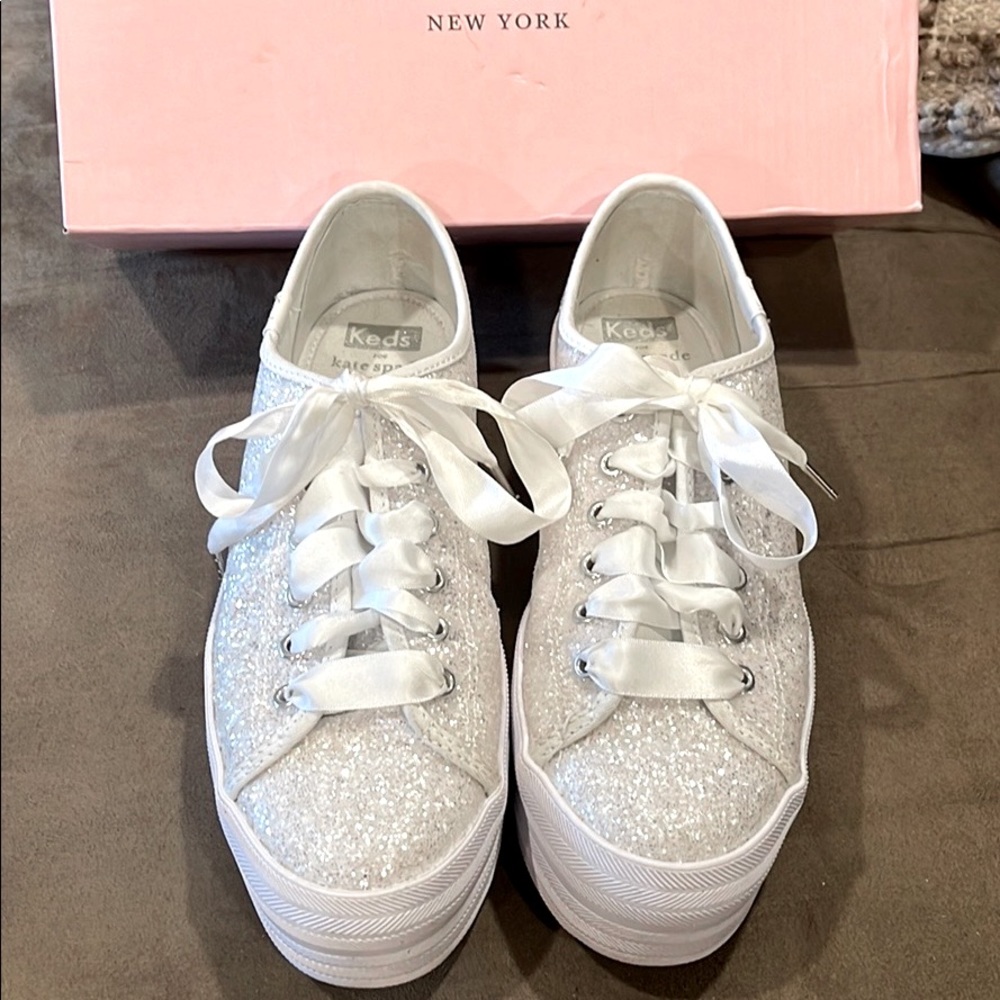 Size 8 sparkly platform keds
